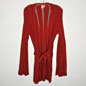 Anthropologie Meadow Rue Cardigan Womens Small Feminine Pointelle Knit Tie Waist